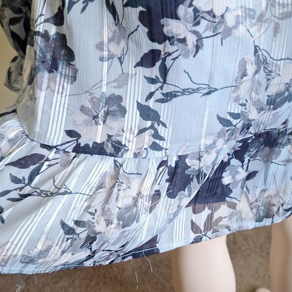 Mi Ami Blue Smocked Chiffon Dress Size XL - Picture 5 of 9